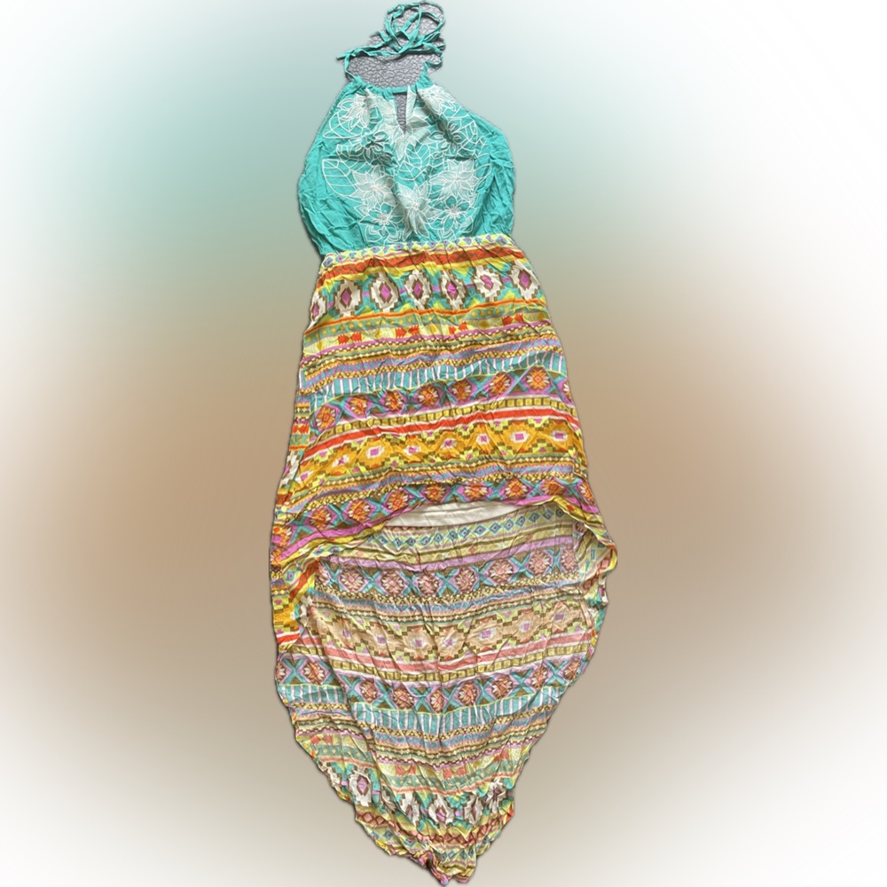 Flying Tomato Teal and Orange Hi-Lo Dress